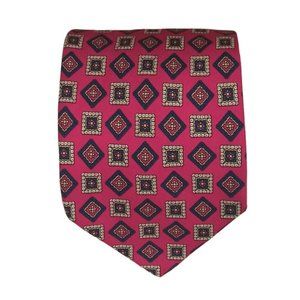 ZANOLINI Red Geometric Silk Tie ITALY 61"/ 3.7" EX COND